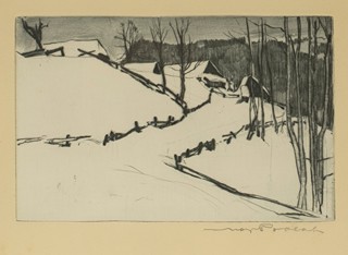 Max Pollak (1886 - 1970) - Zimní krajina s chalupami