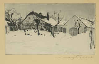 Max Pollak (1886 - 1970) - Statky pod sněhem