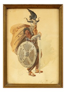 Karel Šimůnek (1869 - 1942) - Staroslovanský bojovník - návrh divadelního kostýmu