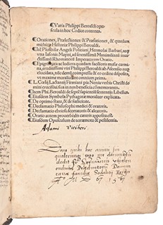 VARIA PHILIPPI BEROALDI OPUSCULA IN HOC CODICE CONTENTA