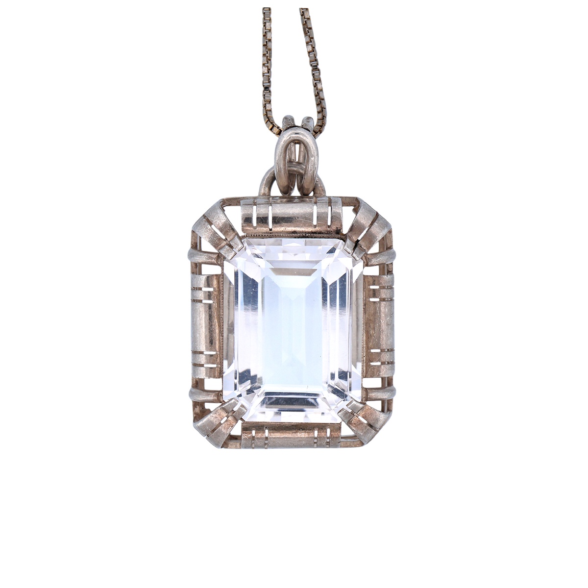 Art Deco stříbrný přívěsek s křišťálem