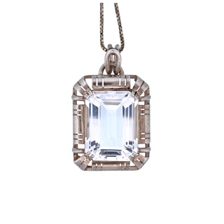 Art Deco stříbrný přívěsek s křišťálem