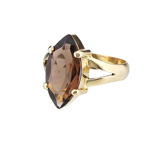 Zlatý prsten s broušenou záhnědou