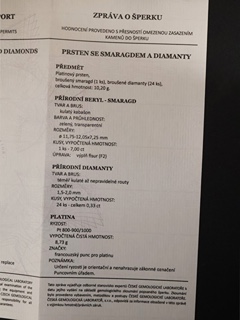 Zlatý prsten se smaragdem 7,00 ct a diamanty, Art deco