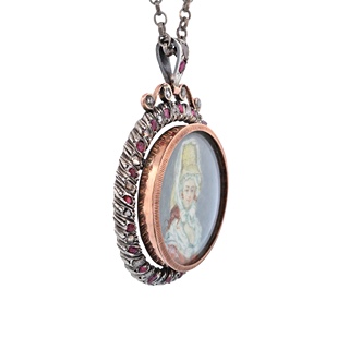 Starožitný závěs s přírodními rubíny a diamanty, 19.století