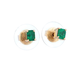 Zlaté náušnice s přírodními smaragdy 0,56 ct + certifikát