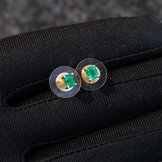 Zlaté náušnice s přírodními smaragdy 0,56 ct + certifikát