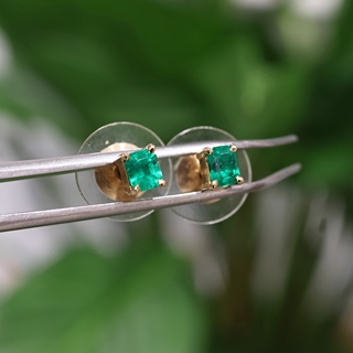 Zlaté náušnice s přírodními smaragdy 0,56 ct + certifikát