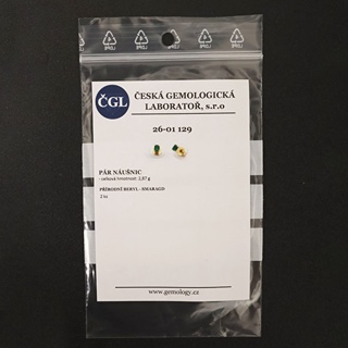 Zlaté náušnice s přírodními smaragdy 0,56 ct + certifikát