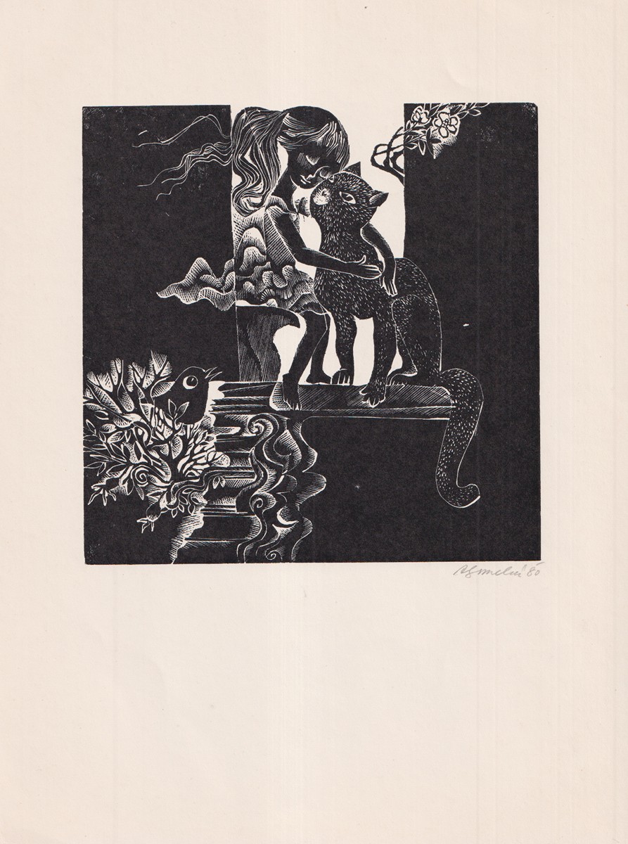 Anna Grmelová (1926 - 2000) - Holčička s kočkou