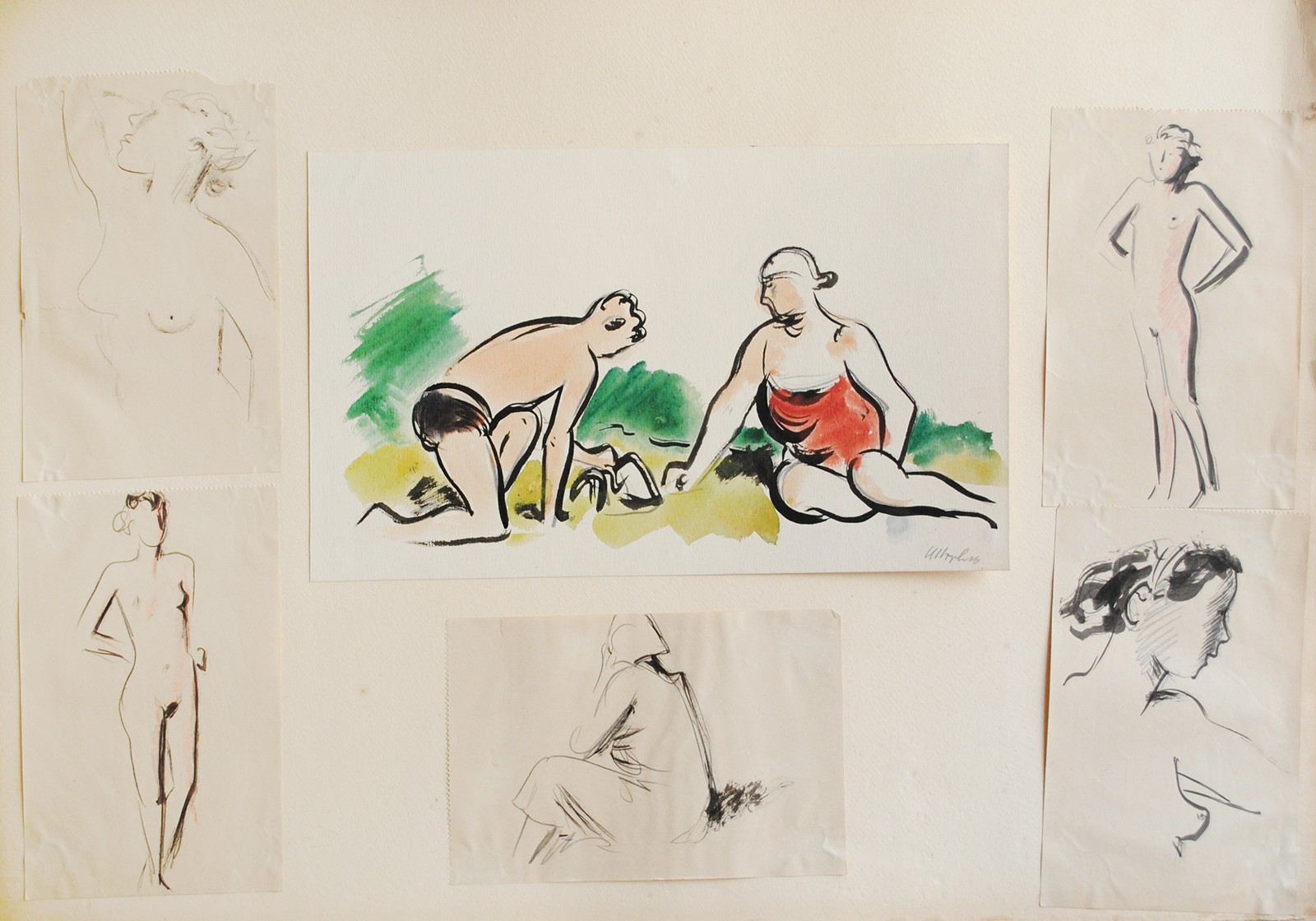 Bohumil Ullrych (1893 - 1948) - Figury (konvolut 8 skic)