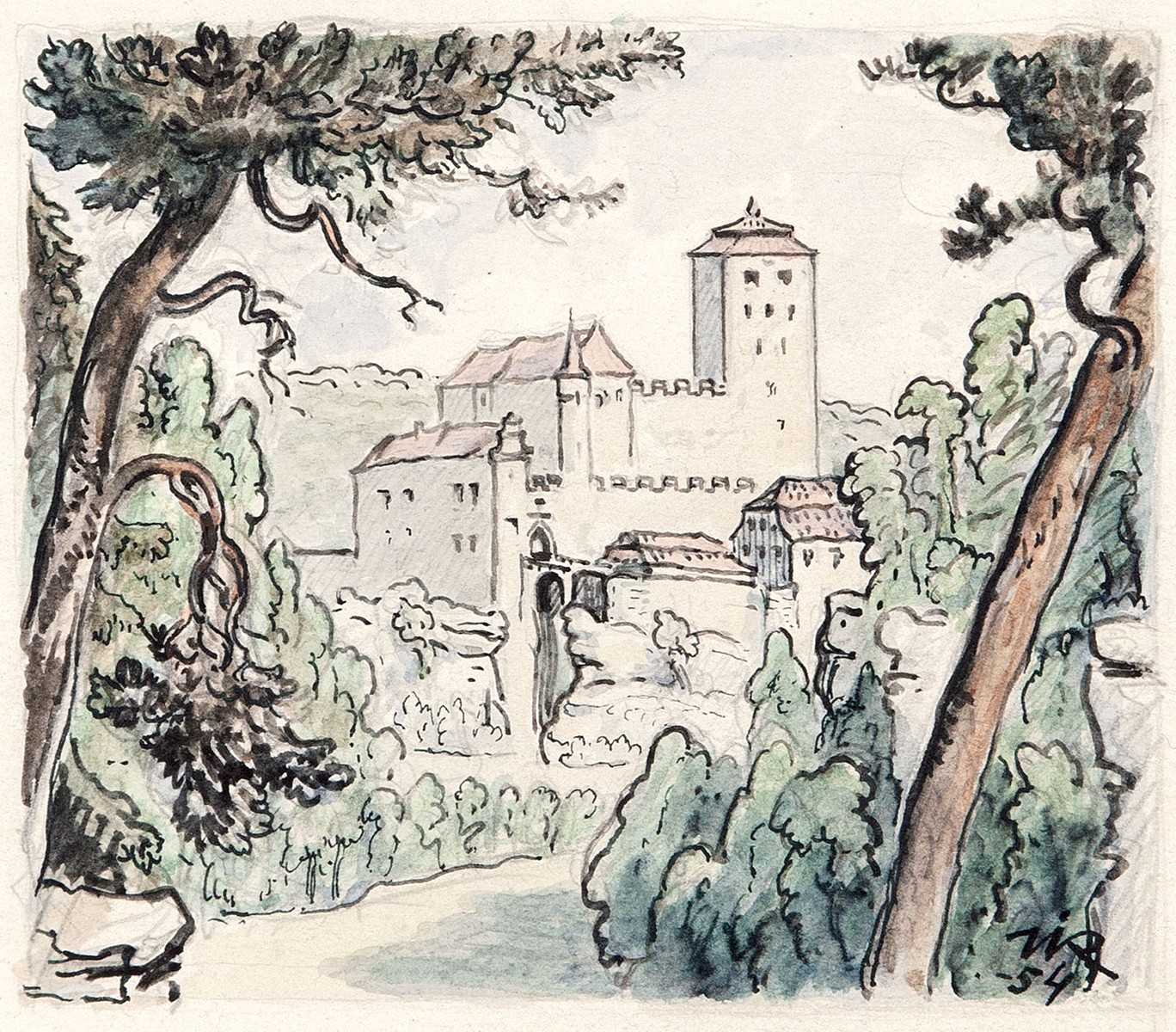 Karel Vik (1883 - 1964) - Hrad Kost