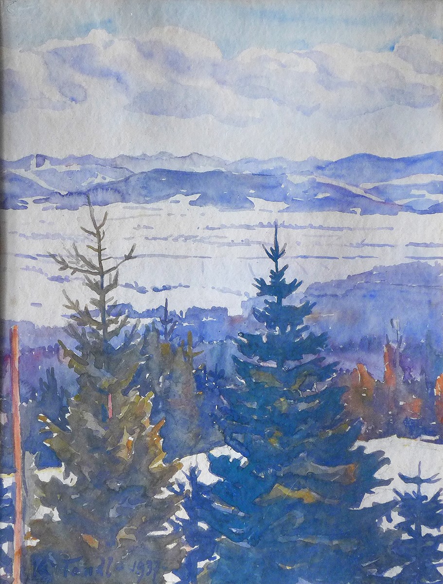 Karel Tondl (1893 - 1980) - Pohled k Nizkým Tatrám (Z Nového Smokovce)