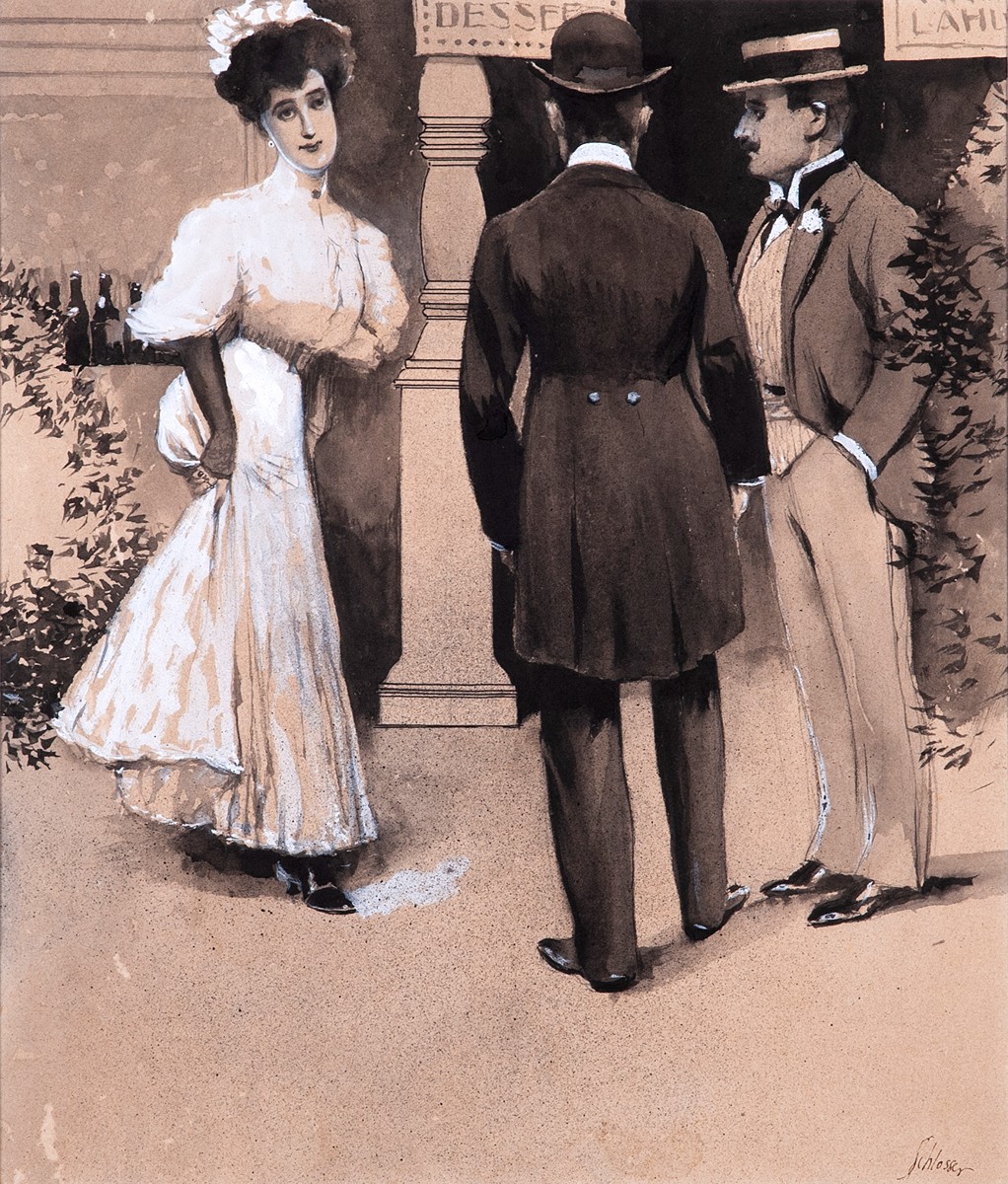Robert Schlosser (1880 - 1943) - Dáma a dva pánové