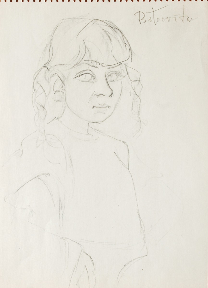 Andrej Bělocvětov (1923 - 1997) - Portrét dívky s copy