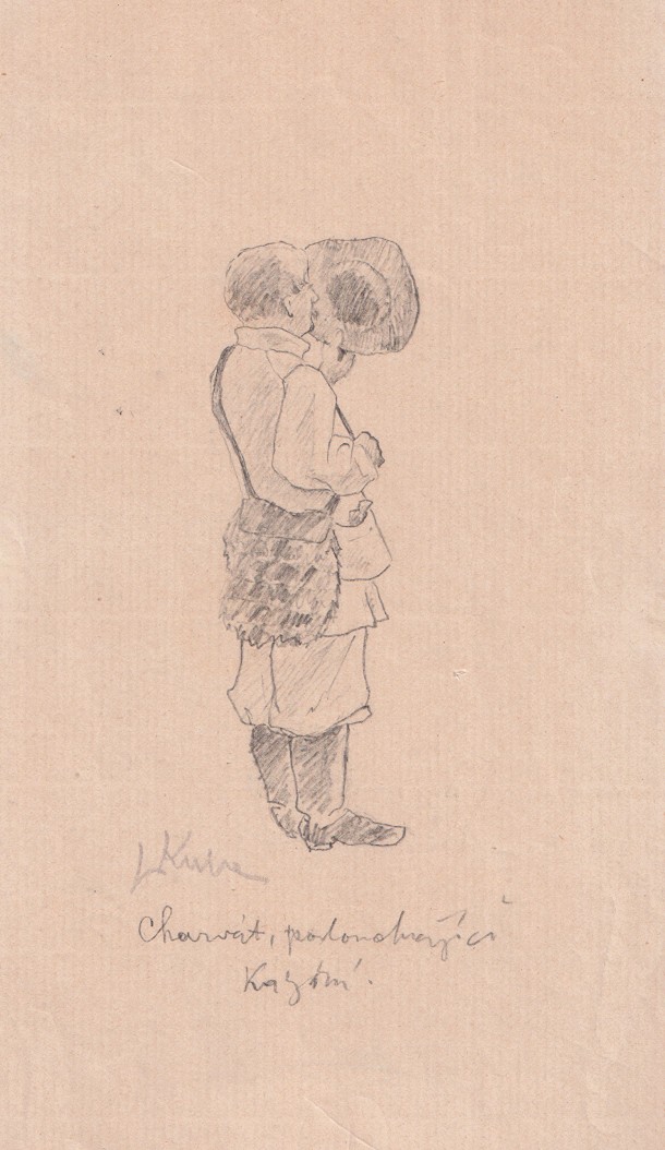 Ludvík Kuba (1863 - 1956) - Charvát poslouchající kázání