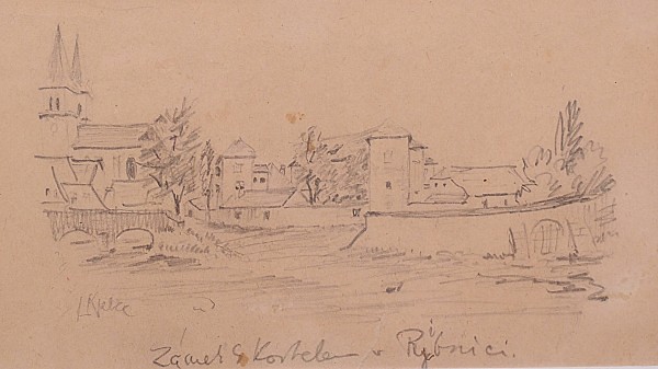 Ludvík Kuba (1863 - 1956) - Zámek s kostelem v Ribnici (Slovenia)