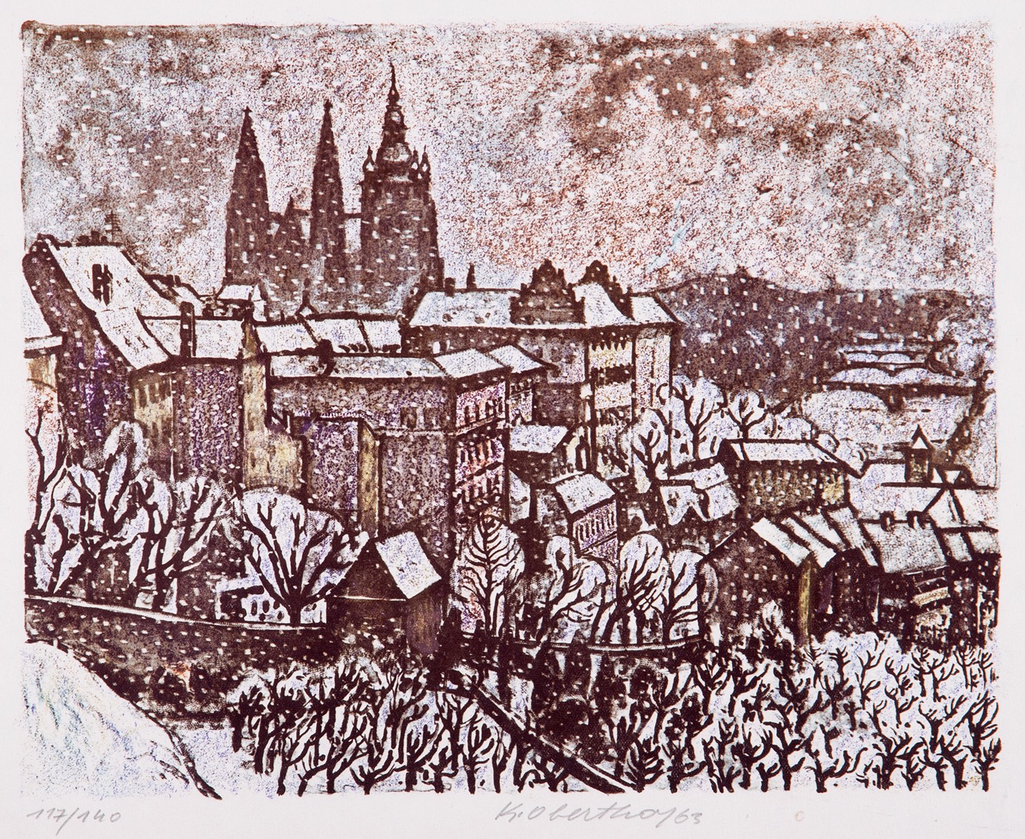 Karel Oberthor (1921 - 1996) - Praha v zimě