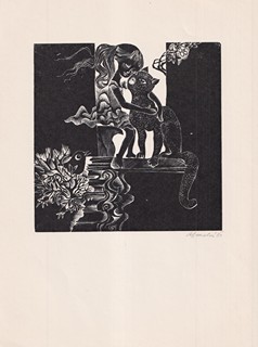 Anna Grmelová (1926 - 2000) - Holčička s kočkou