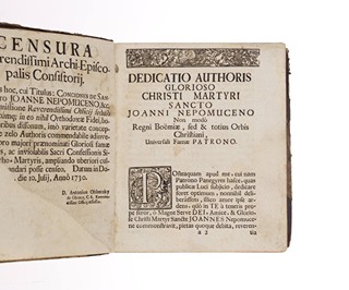 CONCIONES DE S. JOANNE NEPOMUCENO, GLORIOSO CHRISTI MARTYRE ET THAUMATURGO, INCLYTI REGNI BOEMIAE PATRONO