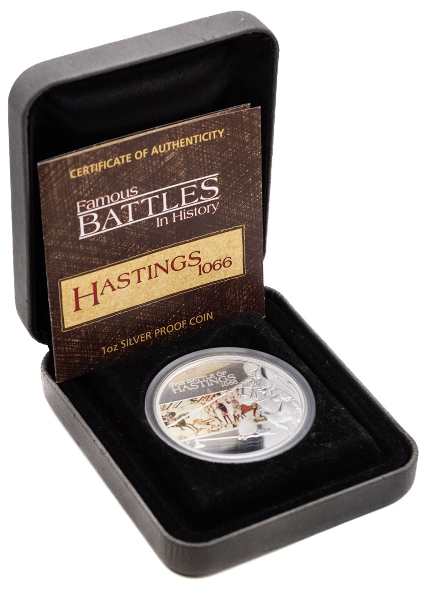 Stříbrná mince bitva Hastings 1066, 1OZ, coloured, Proof