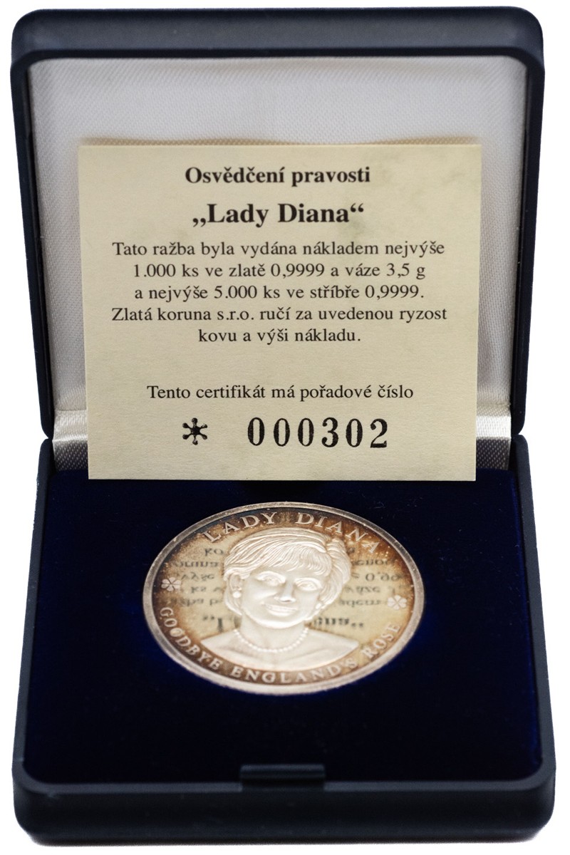 Stříbrná medaile Lady Diana, 1997