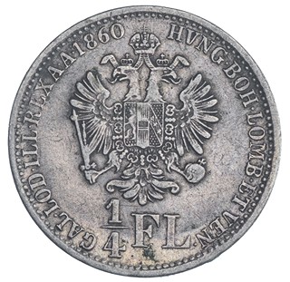 1/4 zlatník František Josef I. 1860 "B"