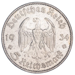 Německo Říšská 5 marka 1934 "A"