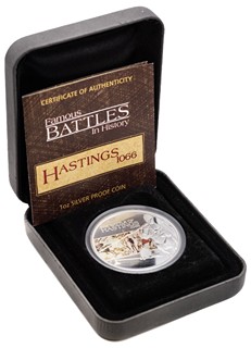 Stříbrná mince bitva Hastings 1066, 1OZ, coloured, Proof