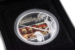 Stříbrná mince bitva Thermopylae 480 BC, 1OZ, coloured, Proof