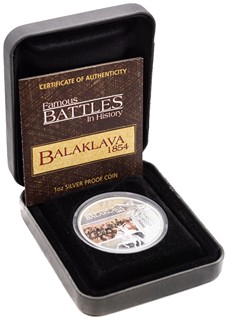 Stříbrná mince bitva Balaklava 1854, 1OZ, coloured, Proof