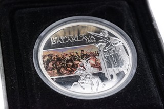 Stříbrná mince bitva Balaklava 1854, 1OZ, coloured, Proof