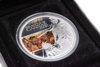 Stříbrná mince bitva Cannae 216 BC, 1OZ, coloured, Proof