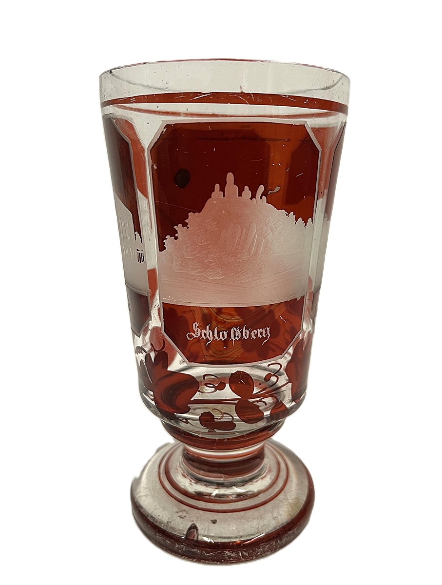 Starožitný lázeňský pohárek Biedermeier