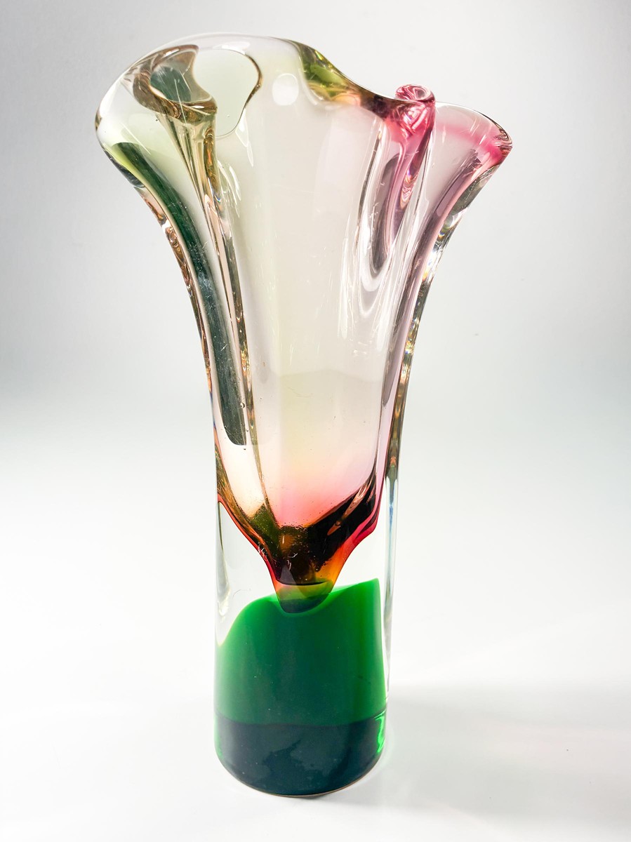 Hospodka Josef - Skleněná hutní váza - květ, 28 cm