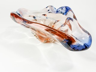 Zemek Karel - Popelník z hutního skla, šířka 23 cm