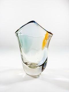 Zemek František - Trojramenná skleněná váza, 15 cm