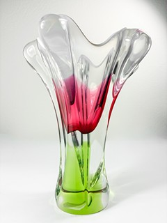 Hospodka Josef - Skleněná váza florálních tvarů, 25 cm