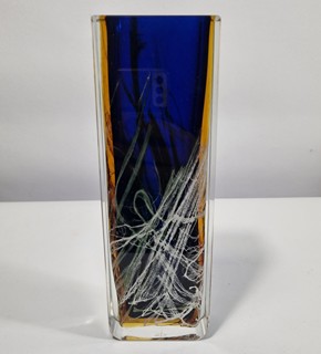 Hlava Pavel - Kobaltově modrá váza se zataveninou, 24 cm