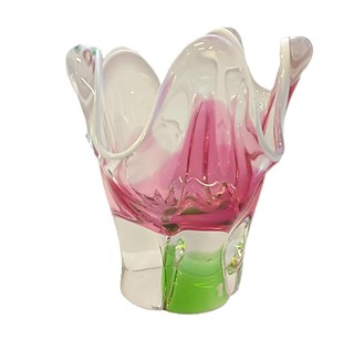 Hospodka Josef - Váza hutní sklo ,,Květ" - Josef Hospodka, průměr 13 cm
