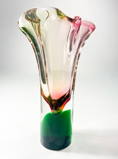 Hospodka Josef - Skleněná hutní váza - květ, 28 cm