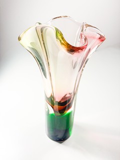 Hospodka Josef - Skleněná hutní váza - květ, 28 cm