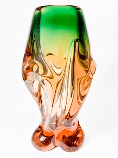 Hospodka Josef - Roztavená barevná váza, raketa, 26,5 cm