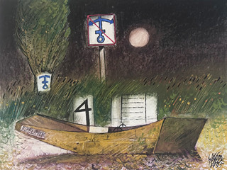 Vilém Plocek (1905 - 2001) - Loďka u břehu