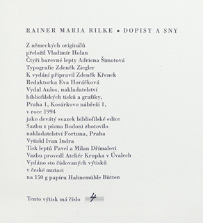 Adriena Šimotová (1926-2014) - R. M. Rilke Dopisy a sny
