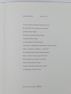 Milan Grygar (1926-) - Samuel Beckett Texty pro nic