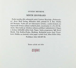 Jiří Beránek - G. Meyrink Mistr Leonhard