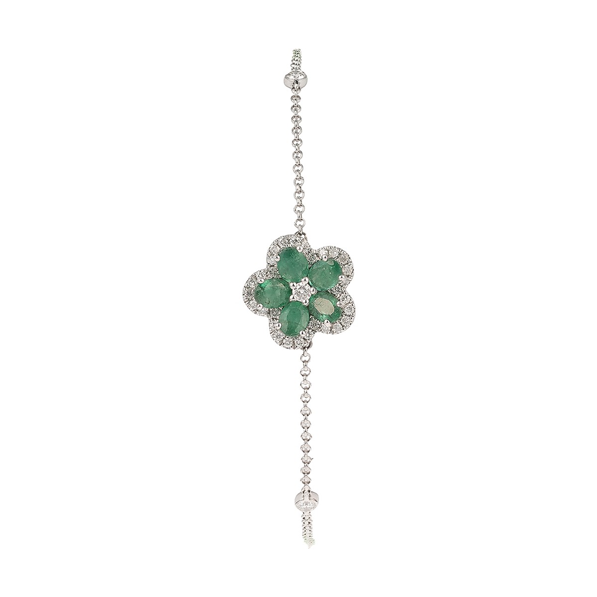 Zlatý náramek s přírodními smaragdy 0,70 ct a diamanty 0,25 ct