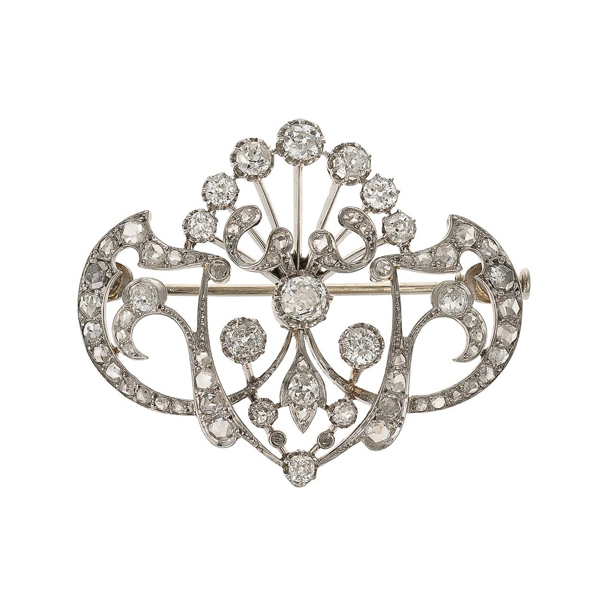 Luxusní diamantová Old Europe brož 2,98 ct - certifikováno