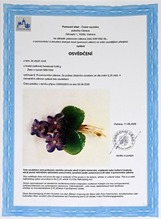 Zlatá brož s ametysty, diamanty a nefritem